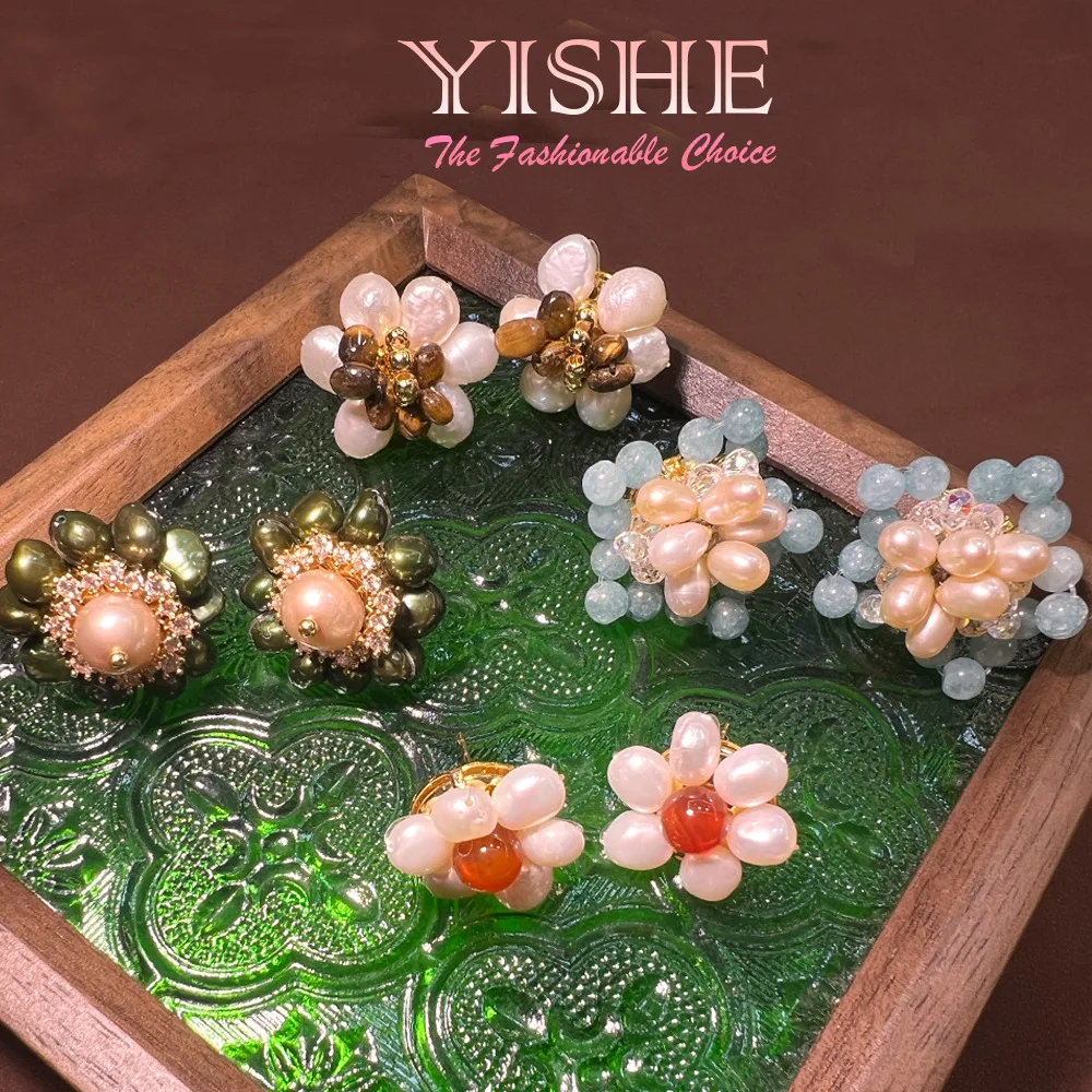 

Французские серьги ручной работы из натурального жемчуга и агата с тигровым глазом, оригинальные серьги в стиле old money от Amazon, премиум-класса.