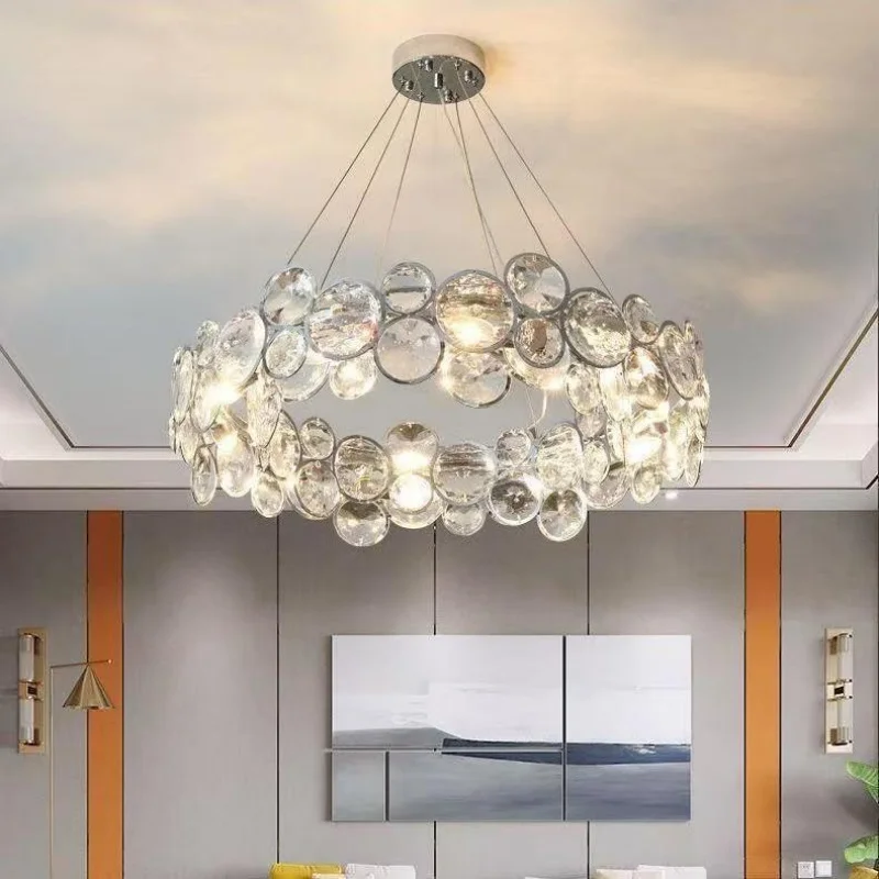 Modern Luxury Living Room Crystal Minimalism New Style Master Bedroom Internet Famous Design Restaurant Bubble Lights