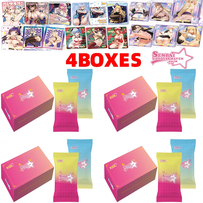 

Wholesale 4Boxes Senpai 4 Goddess Heaven Cards Metal Card Brick Girl Party Booster Box Rare Collection Card Children's Toy Gift