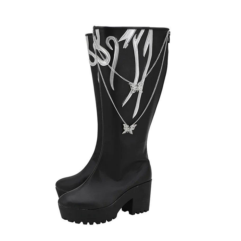 Anime Tian Guan Ci Fu Cosplay Xie Lian botas blancas Hua Cheng zapatos de tacón alto negros para hombres XieLian accesorios de fiesta de Halloween Roleplay