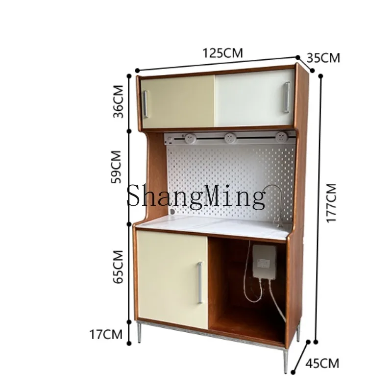 CL retro dining side cabinet integrated locker water dispenser tea solid wood color