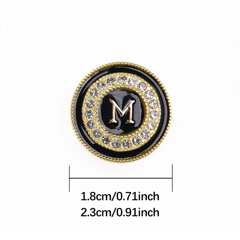 10 Pieces/set Exquisite Inlaid Rhinestone M Letter Metal Button Suit Jacket Coat Round Decorative Buttons Sewing Accessories