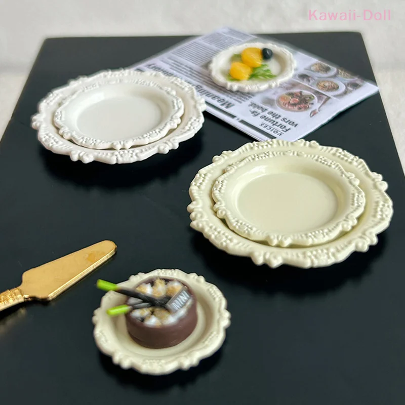 3 قطعة دمية مصغرة المعجنات لوحة صينية نحت الرجعية الصغيرة القرص اللعب المطبخ الغذاء ل إكسسوارات دمي