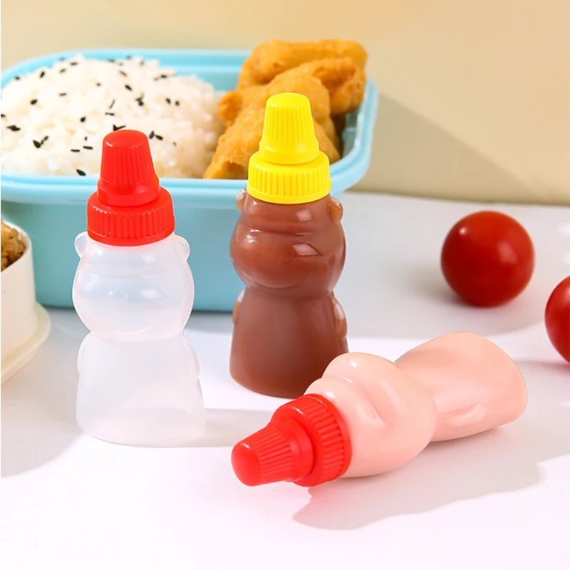 1/2/4pcs Mini Sauce Box Squeeze Bottle Cartoon Cute Pattern Tomato Honey Condiment Container For Kids Lunch Box Accessories