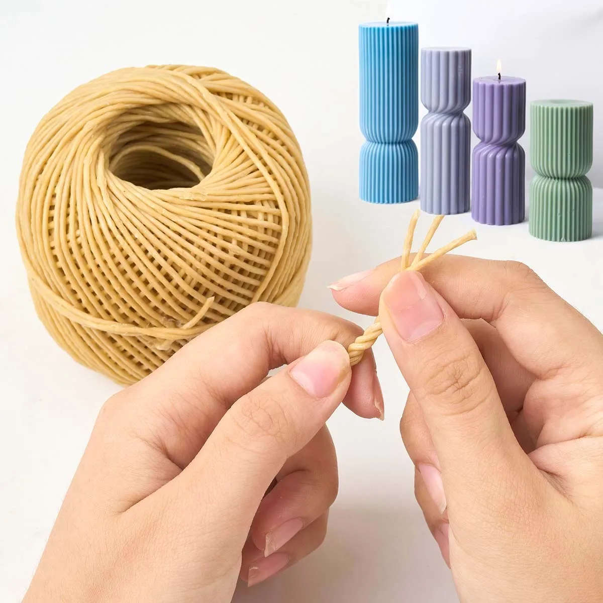 1 Rulo Balmumu Fitilleri 61 m Balmumu Kaplamalı Mum Yapımı İçin Kenevir Doğal Organikler Kuyu Fitilleri Pratik Yepyeni Dumansız Aletler