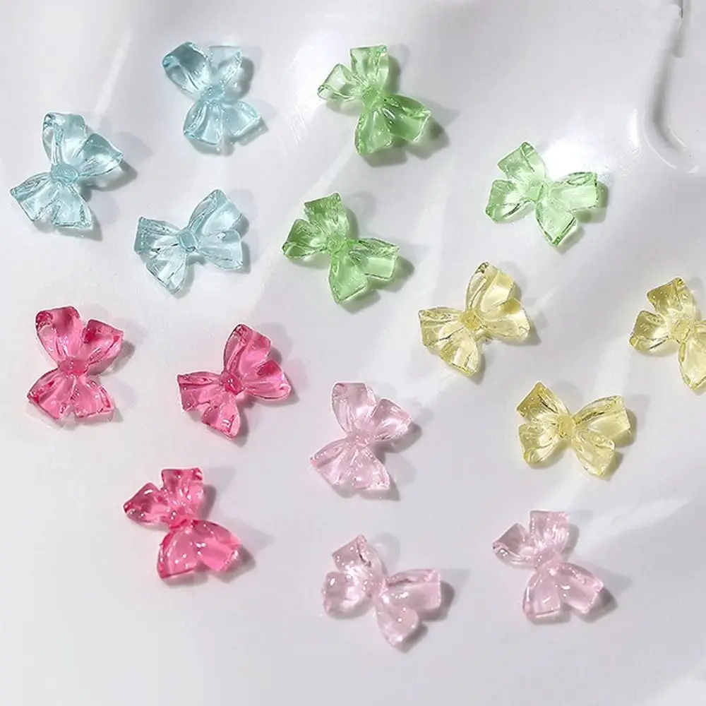 50pcs Cute Bowkont Nail Art Charm 3D Resin Candy Colorful Ribbon Bows Nail Rhinestones DIY Manicure Decor Parts