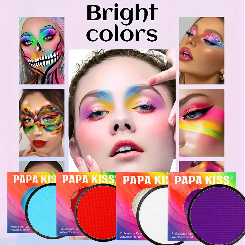 30g Monochrome Water Soluble Face Body Paint Vibrant DIY Makeup for Christmas Parties Long-Lasting Professional Quality Cosmetic