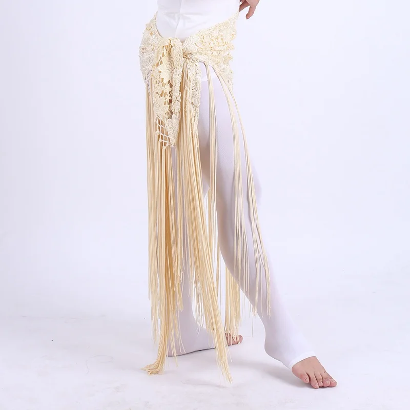 Belly Dance Hip Scarf Glitter Fringe Triangle Wrap Belt Sparkle Skirt Dancewear for Women Outfit Accessory with Tassel Sequins