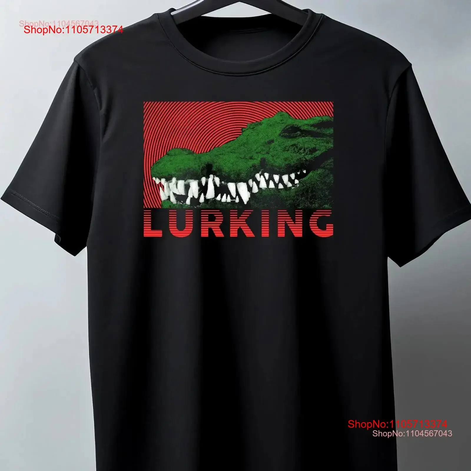 Lurking Crocodile T Shirt Alligator Vintage style vintage Washed Casual streetwear Slightly Top For Everyday Wear Stretched