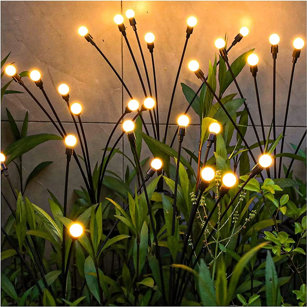 Solar Starburst Swaying Garden Light Solar Powered Firefly Lights String Outdoor Waterproof Decorative 8 Modes String Lights