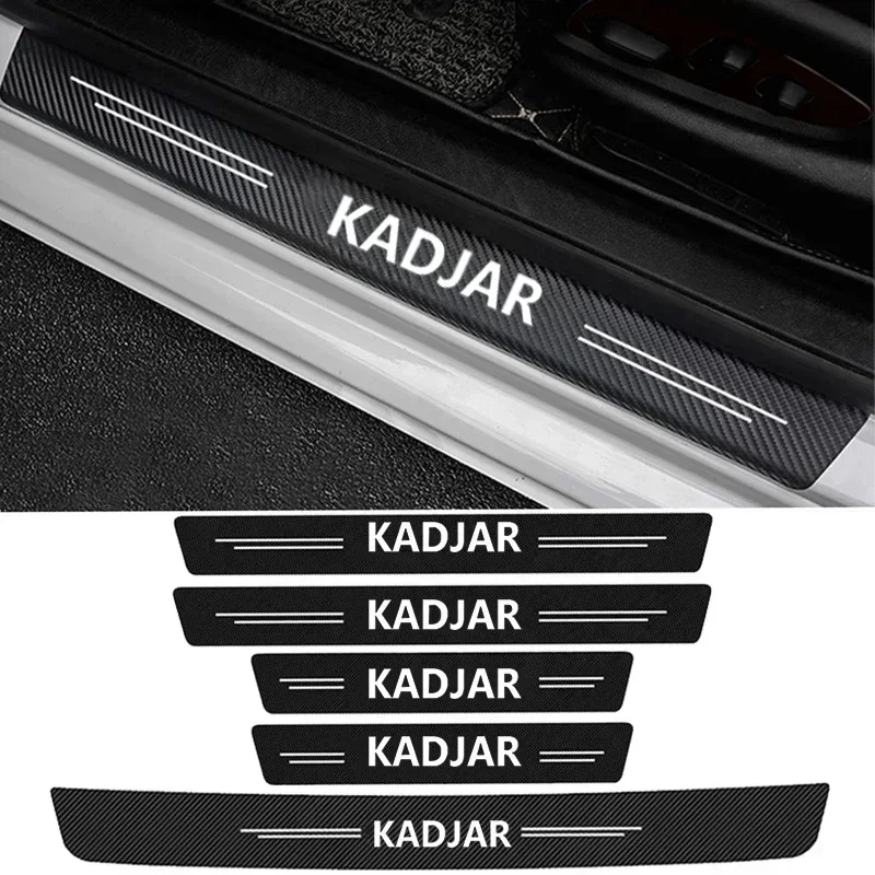 Carbon Fiber Car Door Threshold Stickers Sill Scuff Plate Bumper Waterproof Decals for KADJAR Logo Interior Accessories