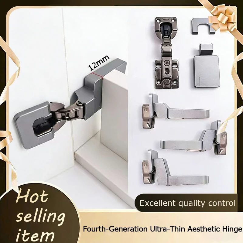 Ultra Thin Short Arm Heavy Duty Hydraulic Cabinet Hinge 2-Stage Damping Soft Closing Hidden Full Overlay & Inset For Wood Door