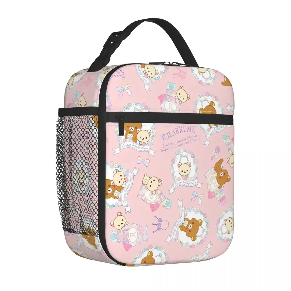 

Розовый милый медведь Rilakkuma Изолированные сумки для обеда Многоразовая термосумка Контейнер для обеда Большой ланч-бокс Tote Bento Pouch College