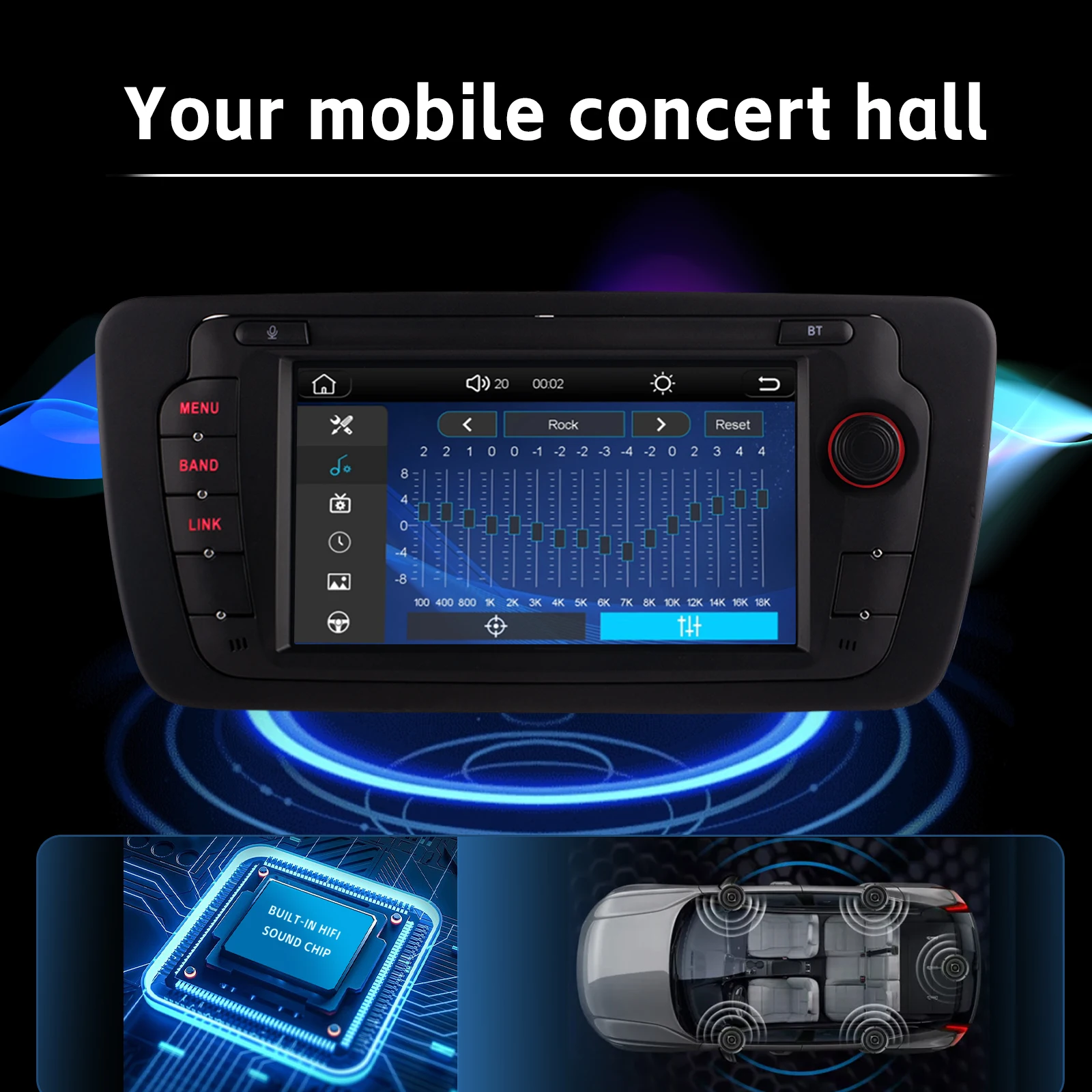 Radio mobil 7 ", dengan Carplay nirkabel Android Auto SWC untuk Seat Ibiza 2009-2013 dengan layar sentuh IPS DSP DAB + AHD kamera tampilan belakang