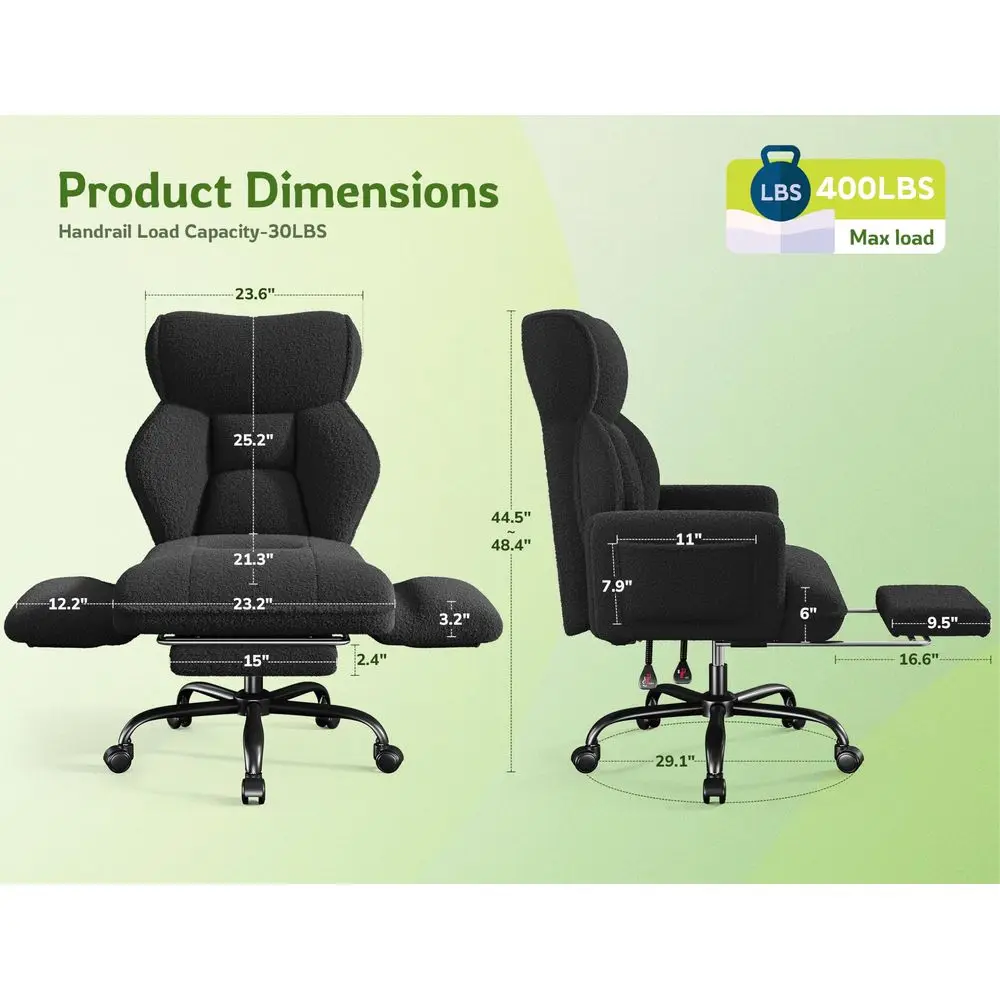 

Высокое офисное кресло с регулируемыми подлокотниками и спинкой, эргономичное офисное кресло с подставкой для ног и удобной тканевой обивкой для домашнего офиса