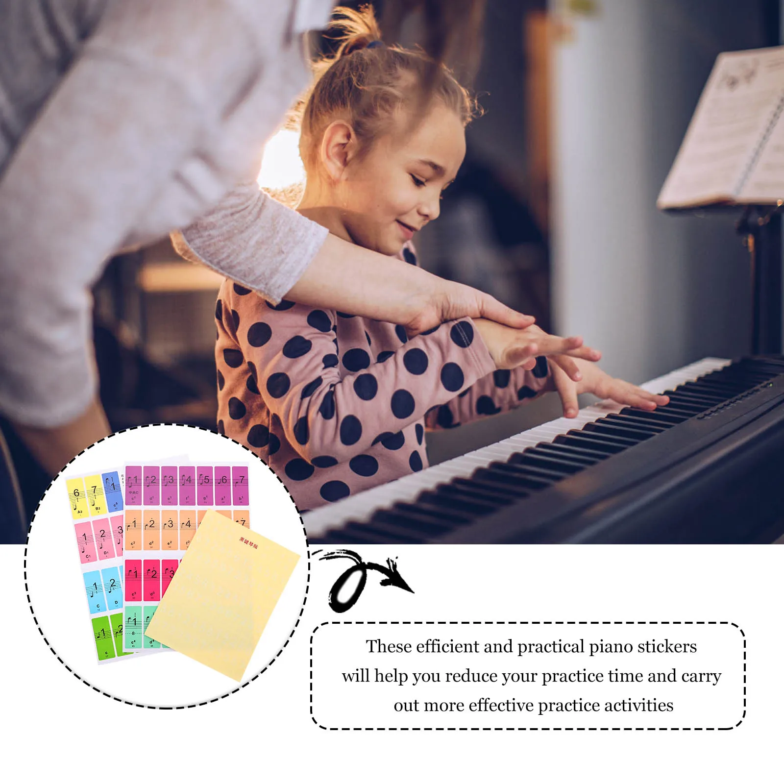 

2 Pcs Electric Piano Keyboard Stickers Removable Baby Beginner for Beginners Note Guide Letter Applique
