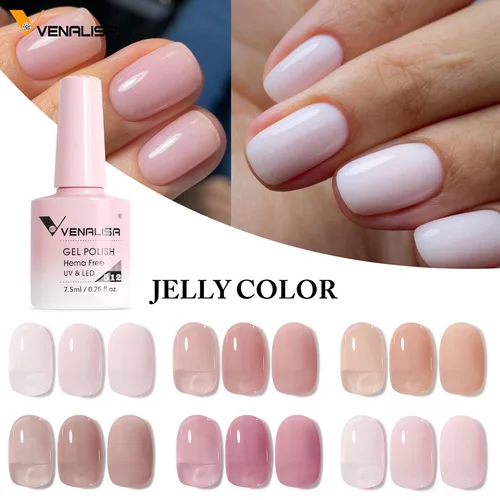 Esmalte de uñas VIP5 Venalisa, Color gelatina, sin HEMA/TPO, rosa desnudo, semipermanente, esmalte de Gel UVLED, barniz de Gel brillante