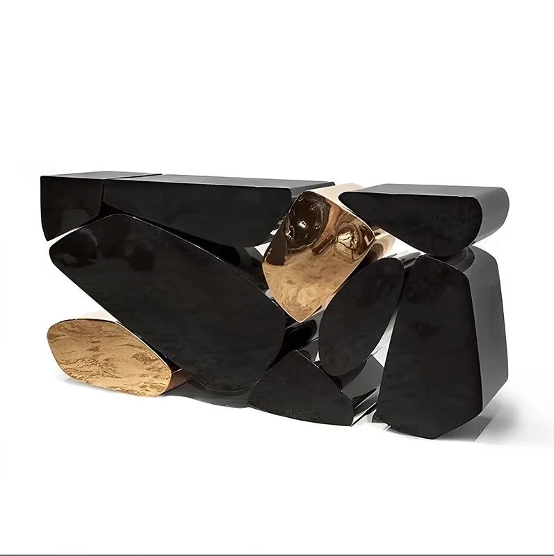 モダンなリビングルーム モダンなデザイン クリエイティブな石、ステンレス鋼の長方形、ファミリーホテルのコンソールテーブル