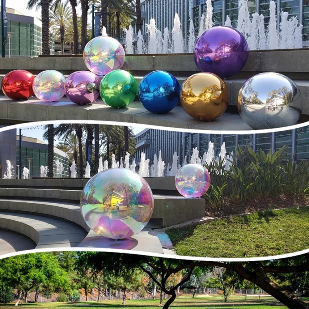 2024 Colorful Hanging Giant Inflatable Mirror Ball Mirror Balloon Large Sealed Gold Silver Sphere For Wedding Event Decoration