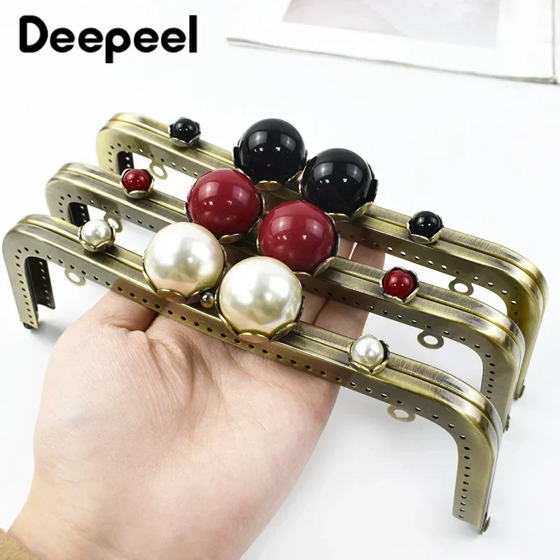 1/2/5Pcs Deepeel 20cm Metal Smooth Pearl Head Purse Frame Women Woven Handbag Handle Kiss Clasp DIY Handmade Bracket Accessories