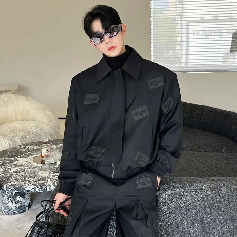 LUZHEN Original Trendy Men's Leather Pleat Splicing Design Two-piece Sets 2025 High Street Stylish Jackets Elegant Pants LZ8976