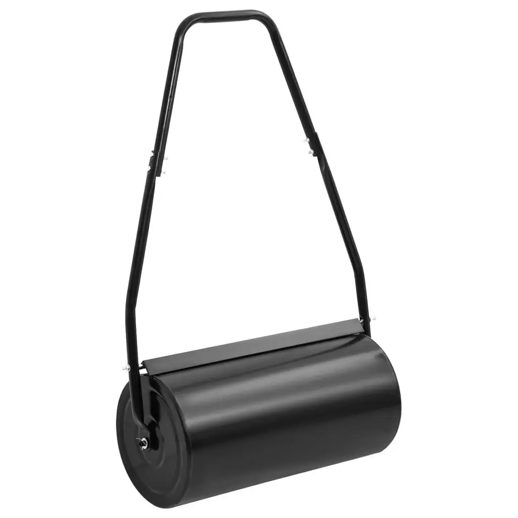 Heavy-Duty Garden Lawn Roller with Handle - 11.1 Gallon Black Iron & Steel for Effortless Lawn Care