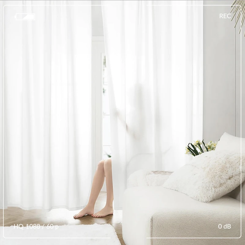 Custom Size Anti-UV White Sheer Curtains for Living Room 100% Privacy Window Tulle Curtain for Bedroom Heavy Fabric