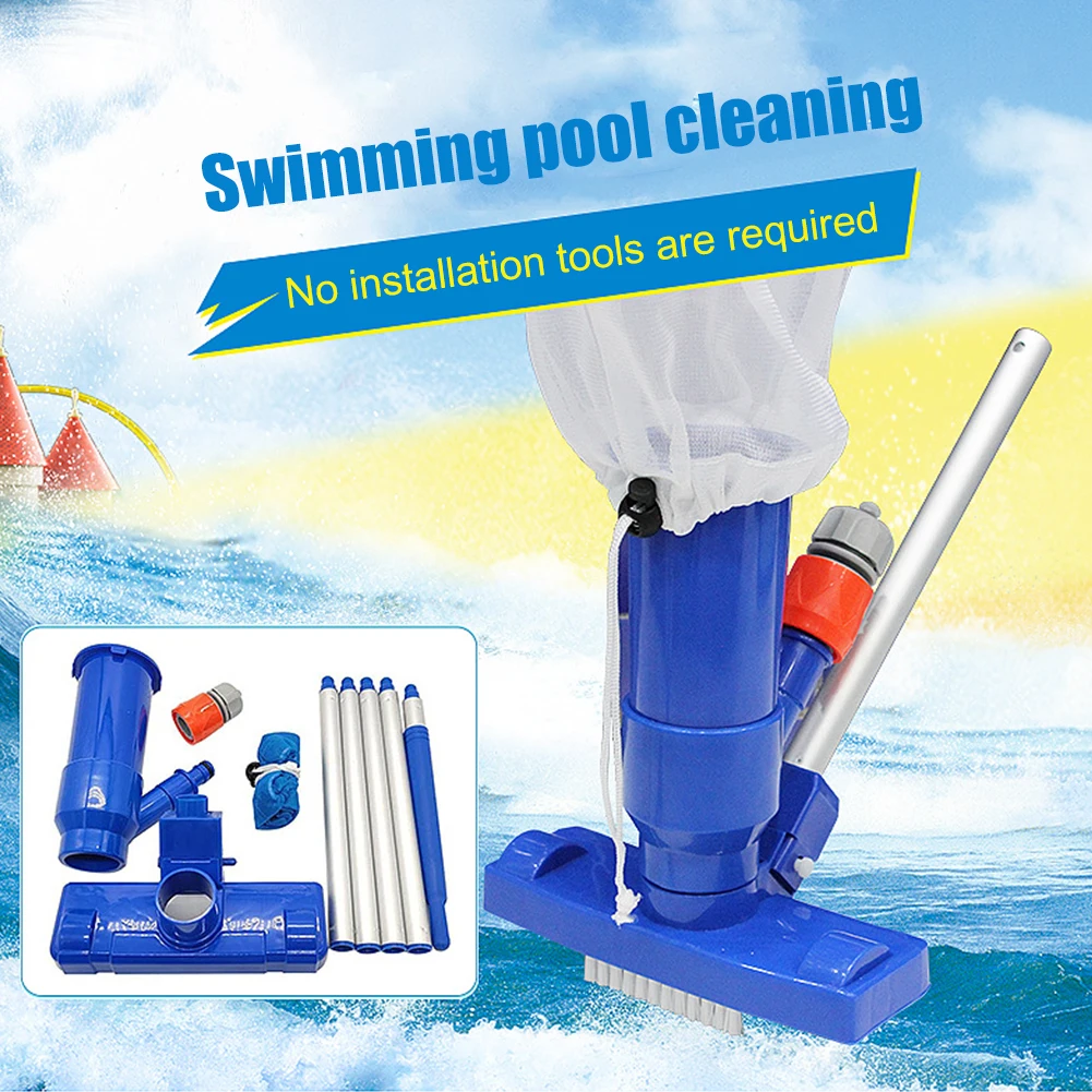 Pool Vacuum Cleaning Kit Professional Pool Cleaner Brush with Handle Portable Disinfection Suction Head Filter for Swimming Pool