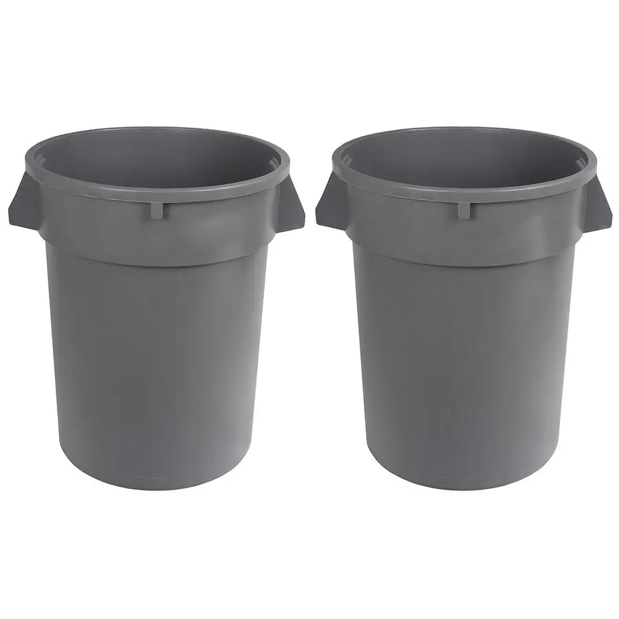 

Heavy Duty Sturdy Round Trash Can, 32 Gallon, Grey, Pack of 2