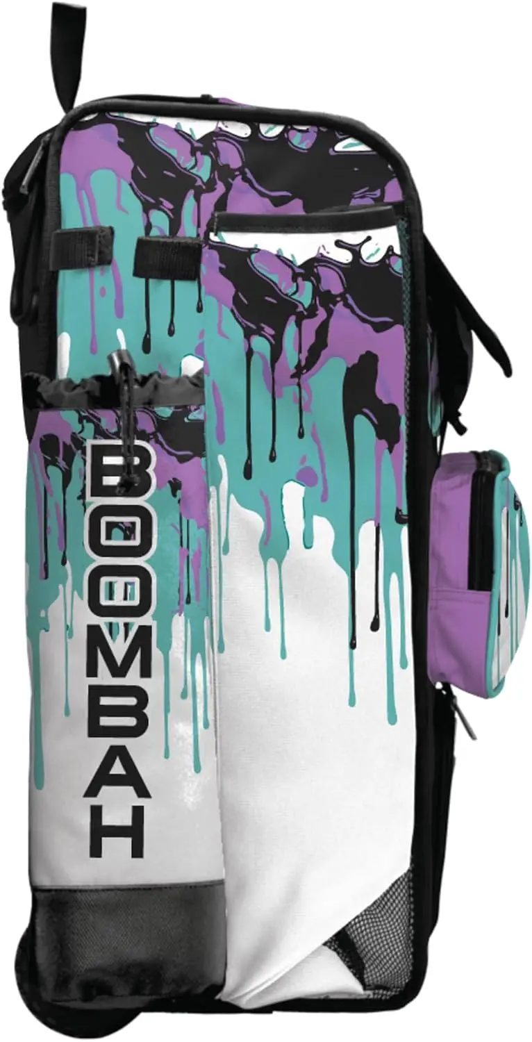 Wheeled Baseball Softball Bat Bag Holds Four Bats Telescopic Handle Drip Graffiti Colors