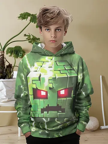 Moletom infantil quente para outono inverno |   Manga comprida versátil Street Cool Cartoon, essencial para esporte e casual