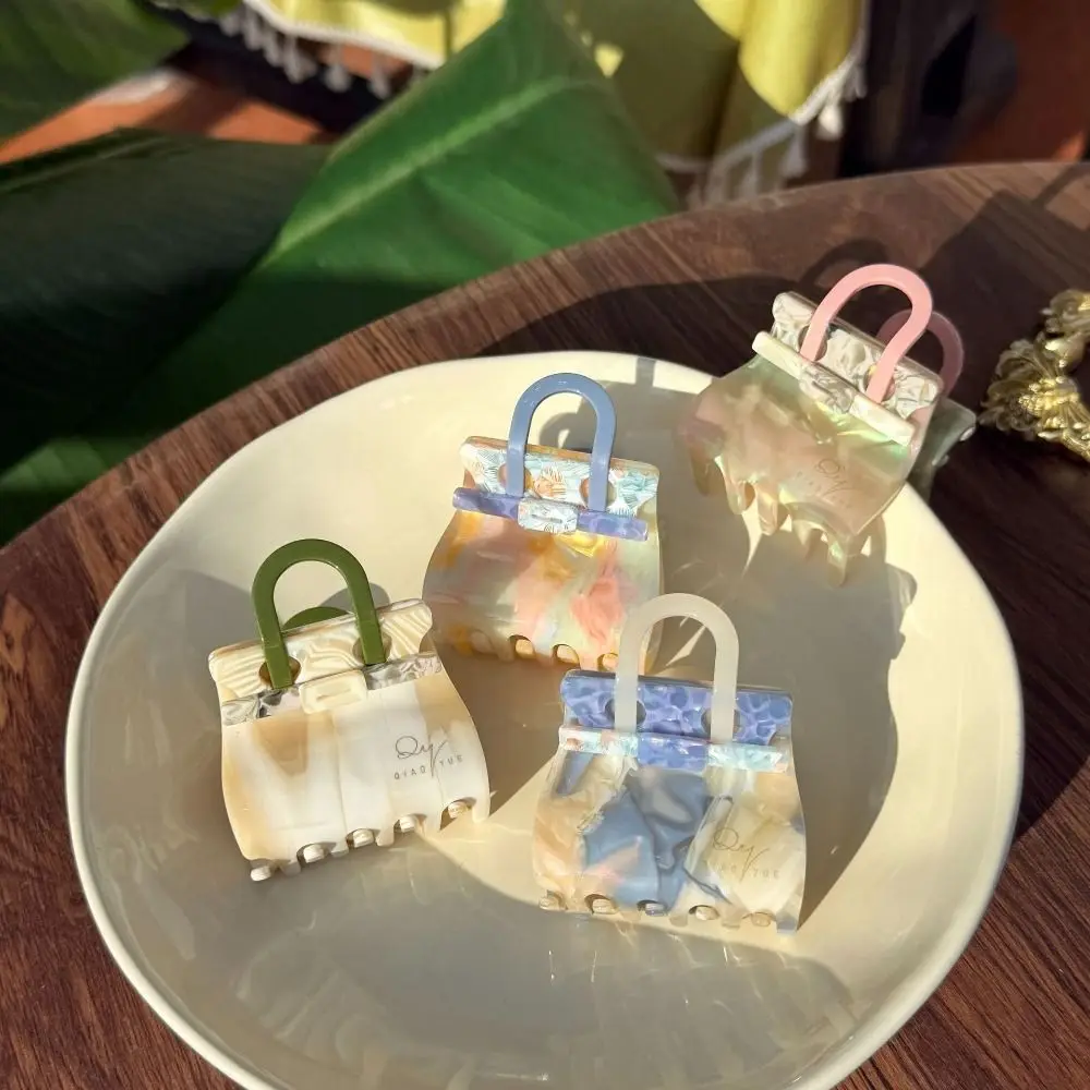 حقيبة يد أنيقة على شكل مشبك سمك القرش على الطراز الكوري متدرج اللون مربع مشبك شعر أغطية الرأس مشبك القرش الإبداعي