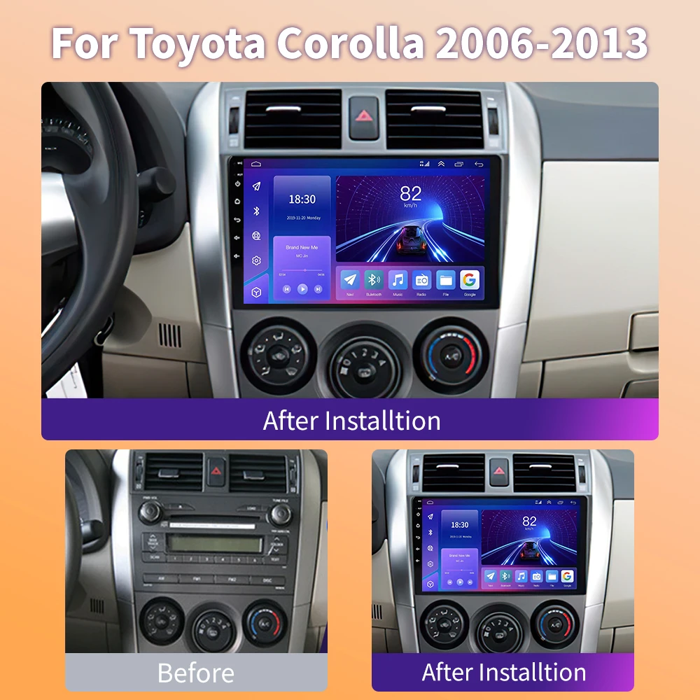 Draadloze-reproductor Multimedia con Android 13 y Gps para Toyota, autorradio 2DIN con Carplay, Dsp, 4, para Toyota Corolla E140/150, 2006, 2007-2013