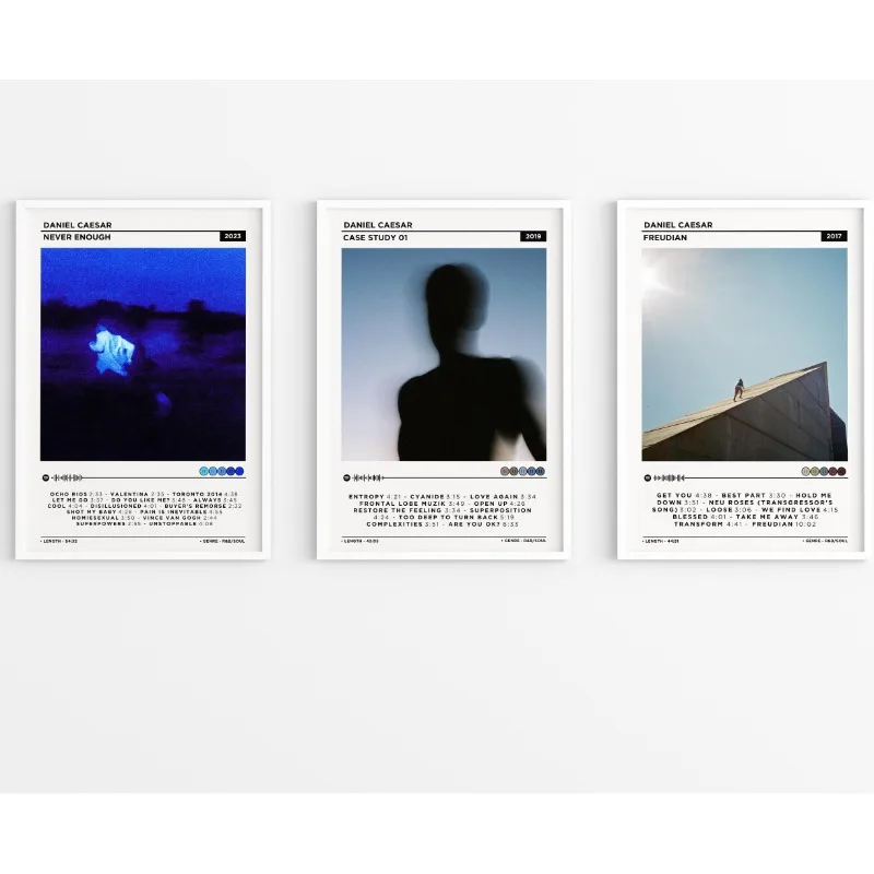 Daniel Caesar Album Set of 6 Canvas Prints Case Study 01, Never Enough & Freudian Cover Art R&B Singer Music Wall Decor Gift