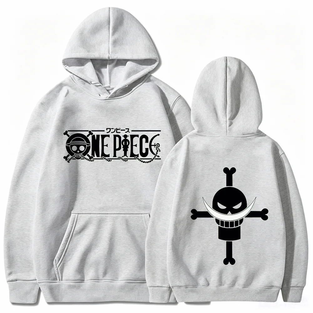 Anime Skull Crossbone Front Back Print Hoodie Unisex Drawstring Hooded Sweatshirt With Kangaroo Pocket Casual Street Top