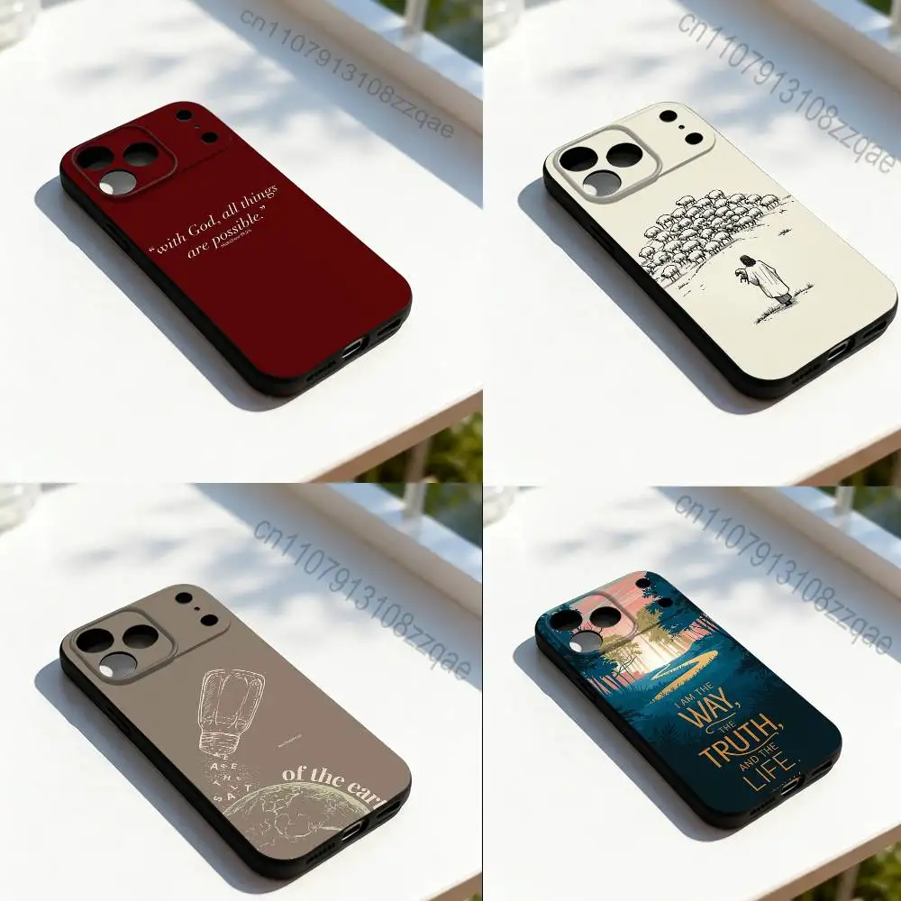 

God Jesus Bible V-Verse Phone Case Silicone Black Soft For iPhone 17,16,15,14,13,12,11,Pro,Max,Plus,E,SE4,Air,Mini