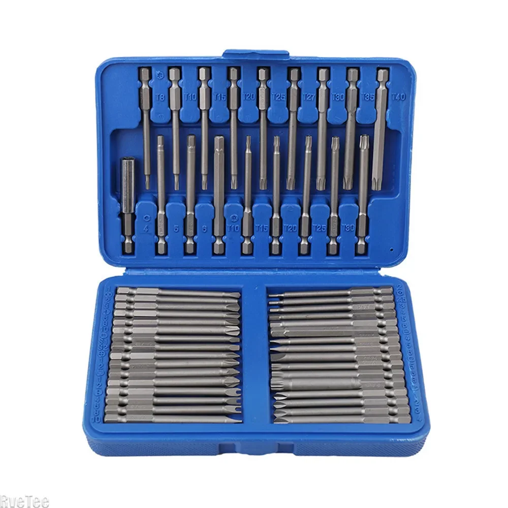 

50PCS 1/4 Extended Screwdriver Head Torx Flat Head Hex Driver Bits Rod Set Cross Slotted Extended Screwdriver Extension Rod Head