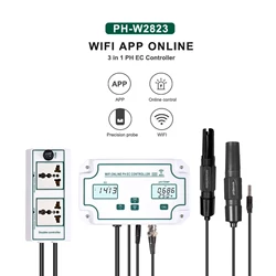 3-in-1 WiFi Water Quality Detector PH/EC/TEMP Electrode BNC Type Probe Water Quality Tester for Aquarium Hydroponics Monitor