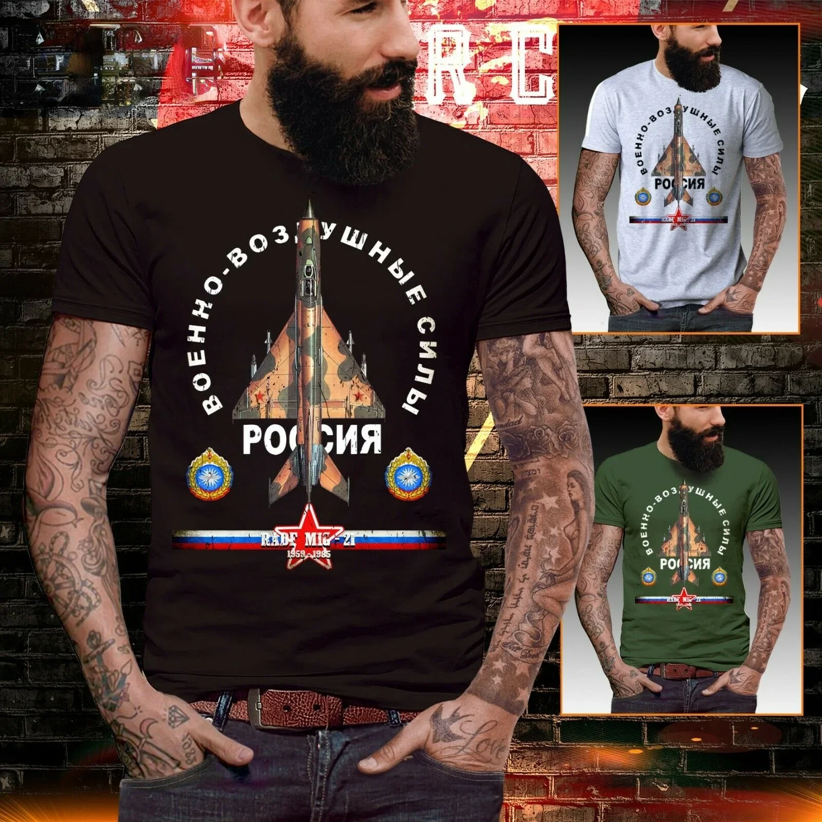 Russia Military Mi24 Airforce USSR Men T Shirt Mig 24 Army Force Short Sleeve 100% Cotton Casual Harajuku Shirts
