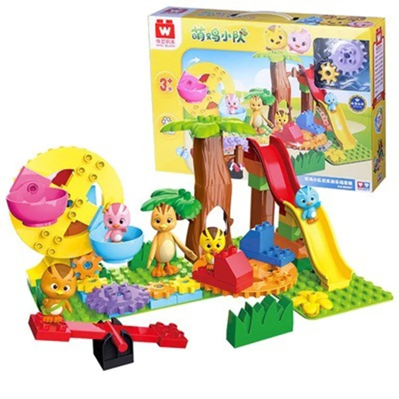愛らしいチキンスクワッド-ドド-マジックフォレスト-ミュージックパラダイス-積み木おもちゃ-大きな粒子教育組み立てキッズプレイセット