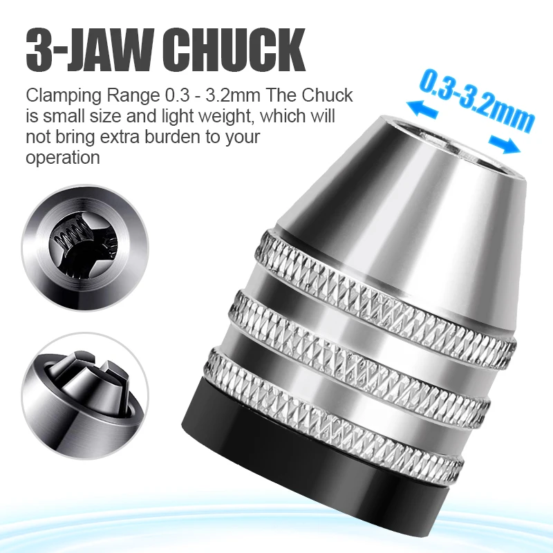 XCAN 1pc 0.3-3.2mm Multi Drill Chuck Keyless For Dremel Rotary Tool M6x0.75 Mini Chuck Keyless Drill Bit Chuck Adapter Converter