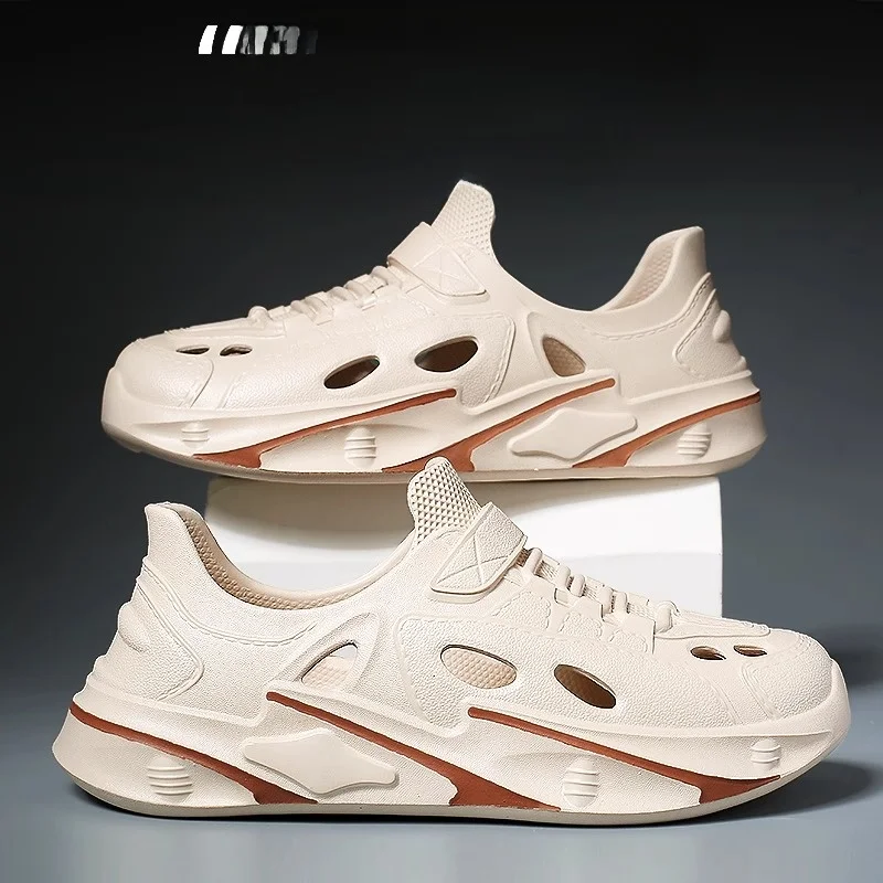 Men's Sporty Summer Slippers Breathable Wear-Resistant Driving Feels like Walking in Shit Full Coverage Flip Flops Casual EVA