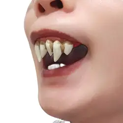 Dientes falsos para hombre lobo, accesorios divertidos, Cosplay, fiesta de Halloween, disfraz de terror aterrador, movimiento de terror