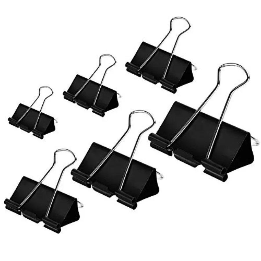 

Binder Clips Paper Clamps Assorted Sizes 100 Count Black,X Large, Large, Medium, Small, X Small and Micro, 6 Sizes in One Pack,