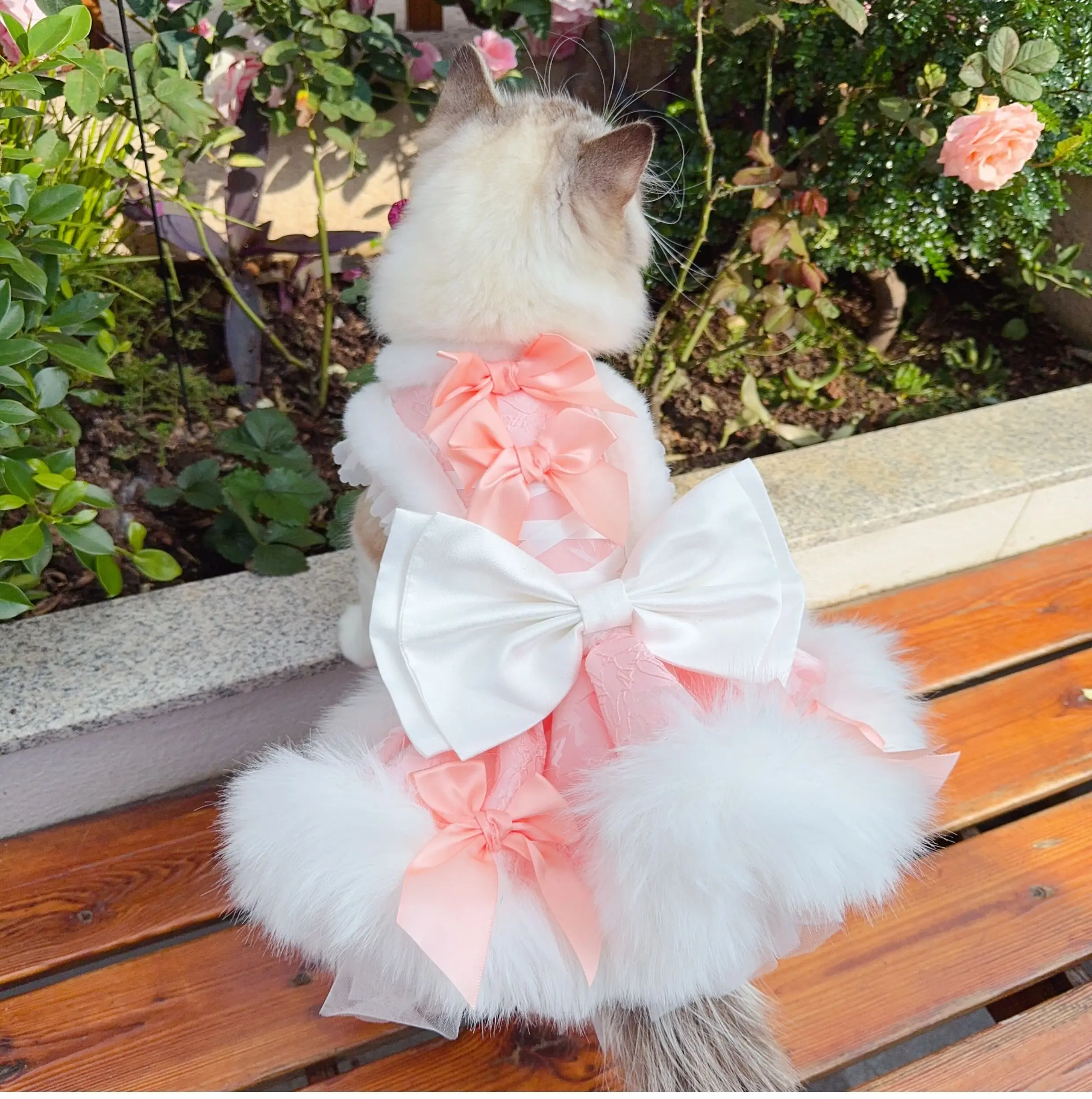 

Pet dog cat Clothes Christmas Winter Cute Lace Wedding Gown,Plush-lined Original with Bows, Costume for Dog Cat,Pet photography