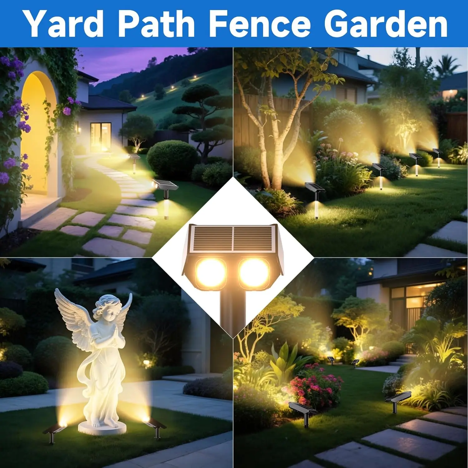 أضواء كشاف الطاقة الشمسية في الهواء الطلق شعاع قابل للتعديل وعمود دليل ضوء الكمبيوتر، 4 حزمة أضواء الشمسية في الهواء الطلق للماء IP65، شعبية جديدة