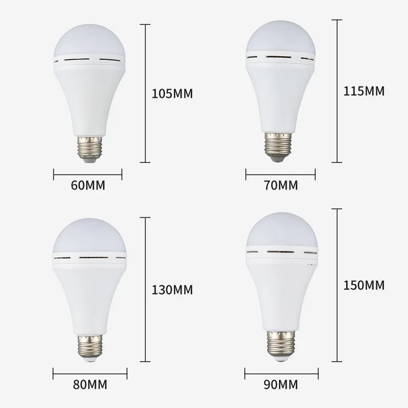 LED Emergency Light Bulb E27 9W 12W 15W Rechargeable Battery Lighting Lamp AC 85-265V Intelligent Light Energy Saving