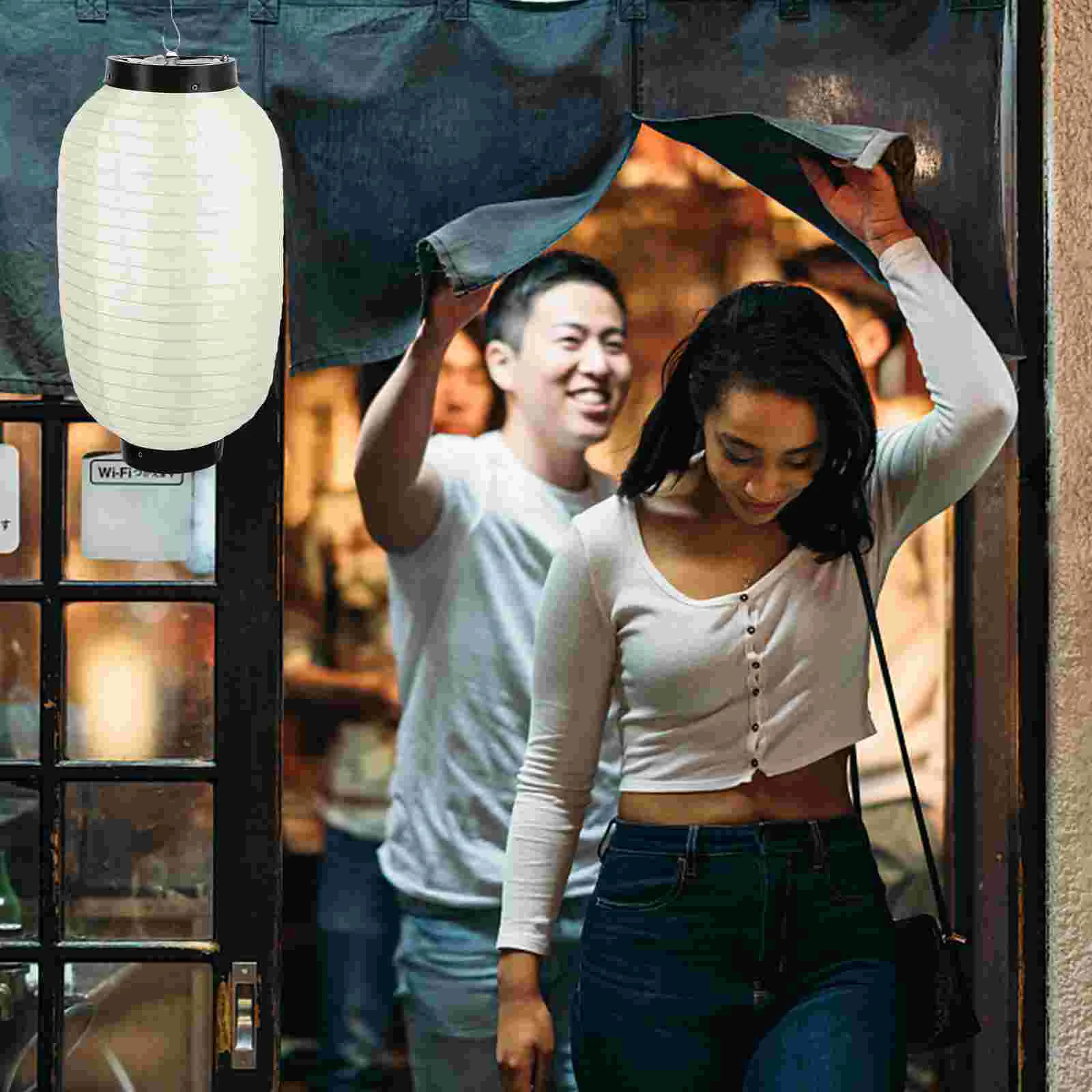 일본 장식 방수 접이식 실크 랜턴, 4 개 (빨간색 8 인치) 천, 바베큐 레스토랑 문