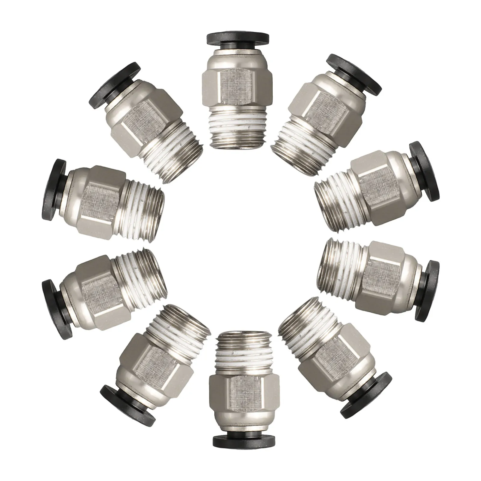 PC4-M10 Stainless Steel Male Straight Fitting for 4mm Tubing with Push-In Installation and M10 Thread for Extruder Use