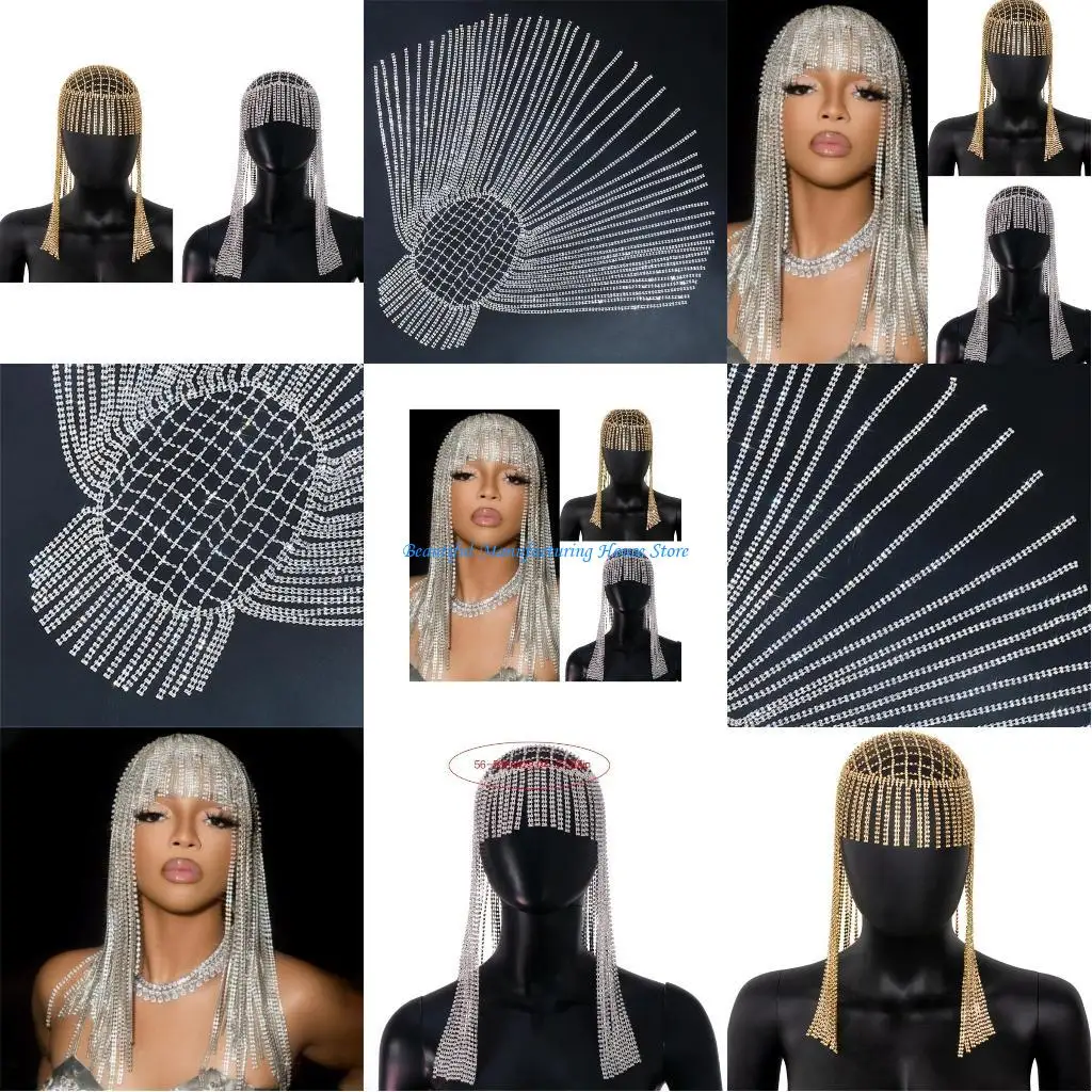 

E56A Queen Headband Chain Silver Hair Chain Crystal Hair Accessories for Women Glinting Festival Costume Prom Jewelry